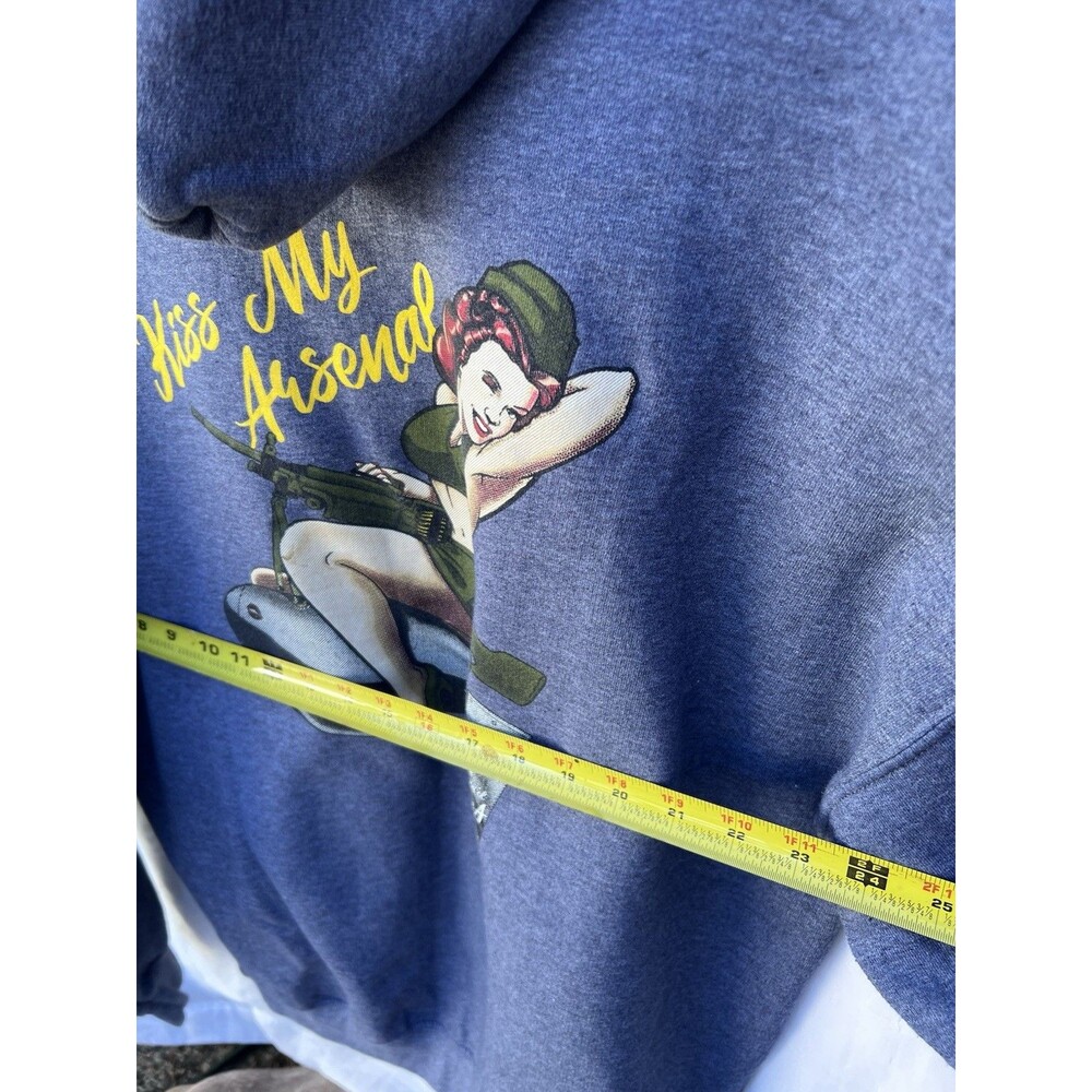 Grunt Style Kiss My Arsenal Hoodie Men’s XL Gray Pin Up Bomb Graphic USA Carry - Picture 9 of 12